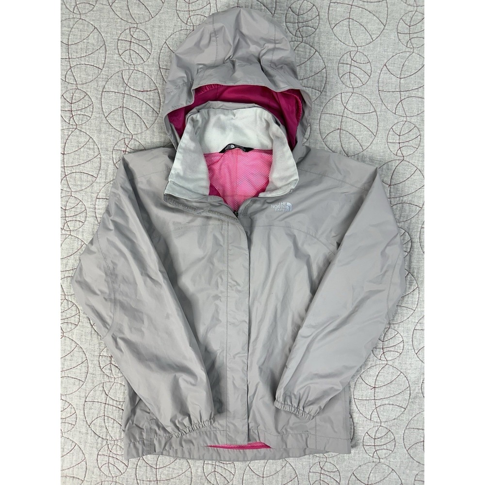 The North‎ Face Resolve Rain Jacket Gray Pink Reflective / Girls Medium